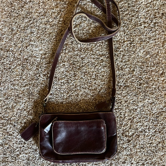 J. Jill Small Red Brown Genuine Leather Crossbody Purse with Zipper Closure - Picture 2 of 11